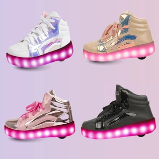 Tênis De Rodinha Com Luz Led Feminino Casual Luzinha