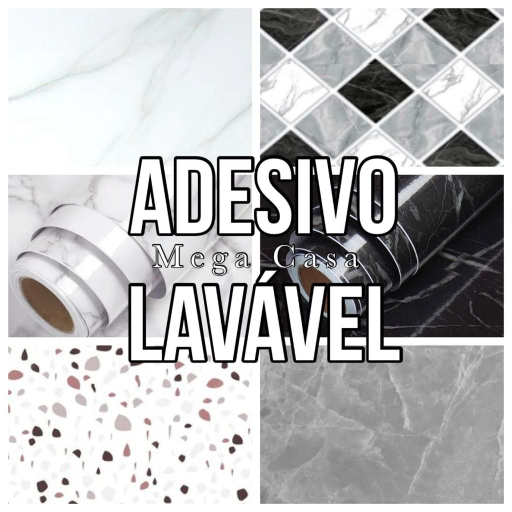 Papel de Parede Adesivo Lavável Mármore Preto 4,5 metros x 60cm Brilhante