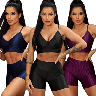 Kit 3 Conjunto Academia Cirrê 3d Short Legging E Top Ajuste