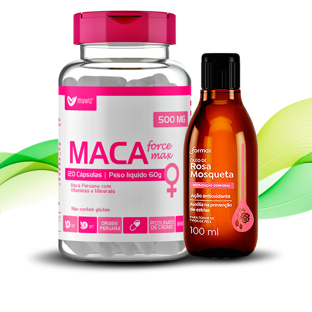 Kit Rosa Mosqueta 100ml Farmax + Maca Peruana Feminina Muwiz 120 ...