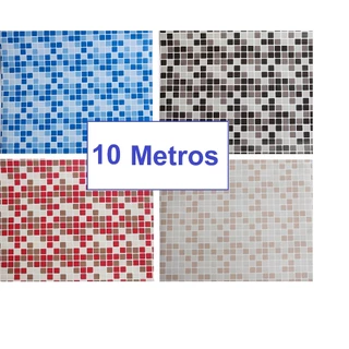Papel Adesivo lavável Pastilha 10 metros x 45cm tipo contactbparede cozinha banheiro