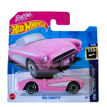 Hot Wheels Barbie Movie – Modelo Die-cast Del Corvette Cabrio 1956 Rosa, Escala 1:64, Longitud 7 Cm, Colección Pop Culture, 100% Original