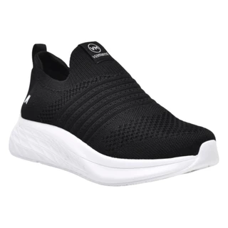 Tênis Meia Feminino Via Marte Confortável Cadarço Caminhada Preto