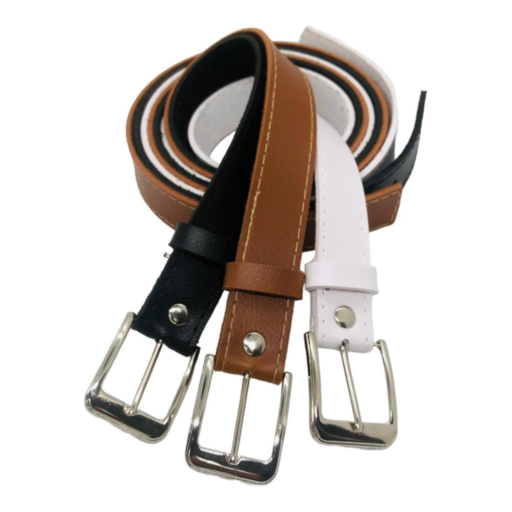 Kit 3 Cinto Feminino Fino da Moda Social Fivela Básica Prata - Antonela