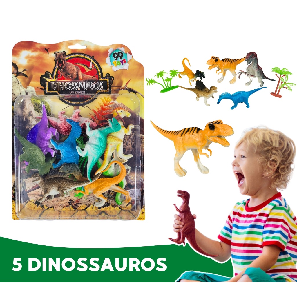 Dinossauro Kit 5 Unidades Brinquedo Dino Grande Pronta Entrega | Shopee ...