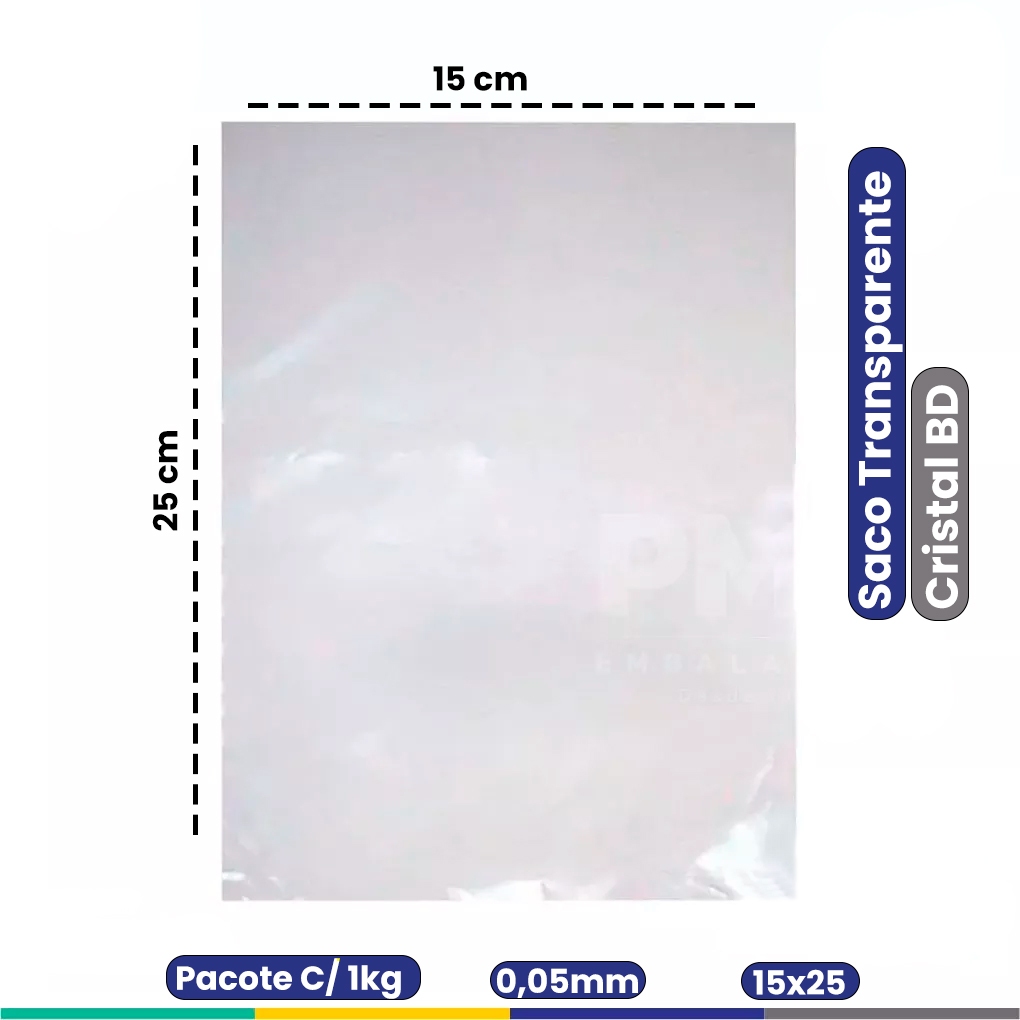Saco Plástico Bd Transparente Atóxico 15x25 Pacote Com 1kg | Shopee Brasil