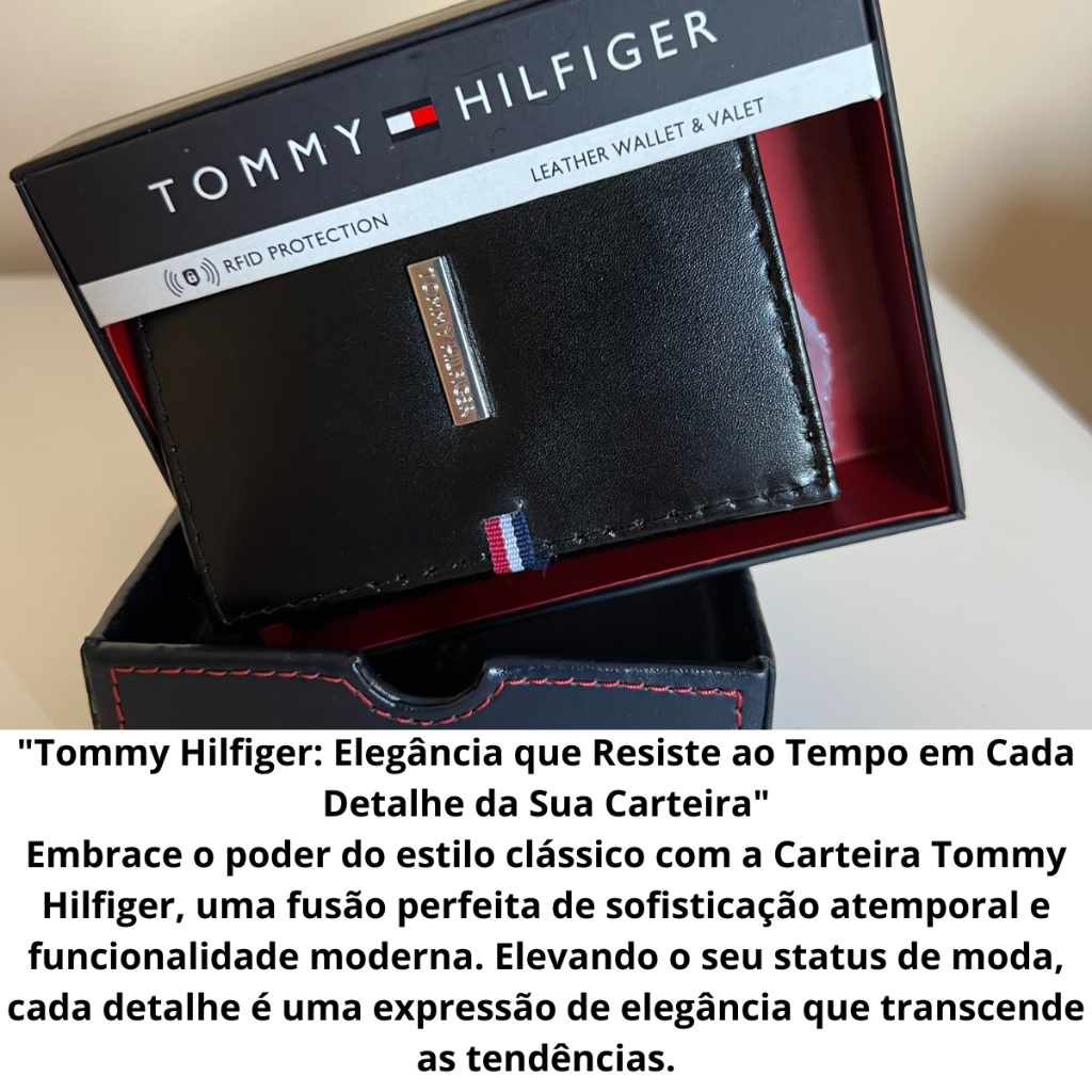 Carteira De Couro Tommy Hilfiger Masculino Rfid Protection Original