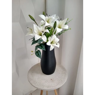 Arranjo De Lírios Realista Luxo Decorativo No Vaso