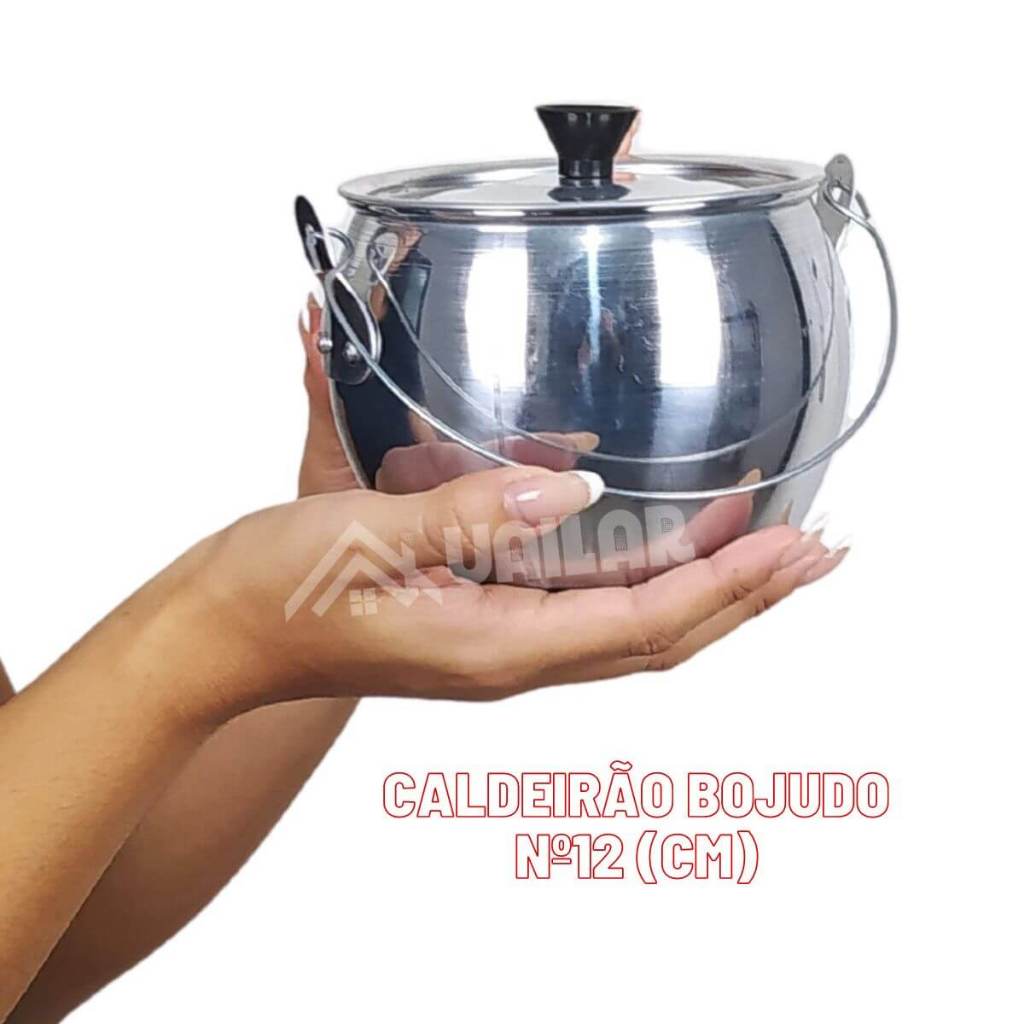 Caldeirão bojudo pequeno n°12 cm de aluminio - 1,3 L