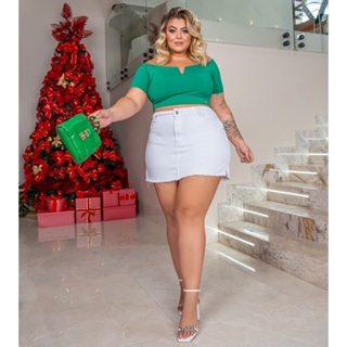 Shorts Plus Size Feminino Basico Bolso Blogueira Alfaiataria