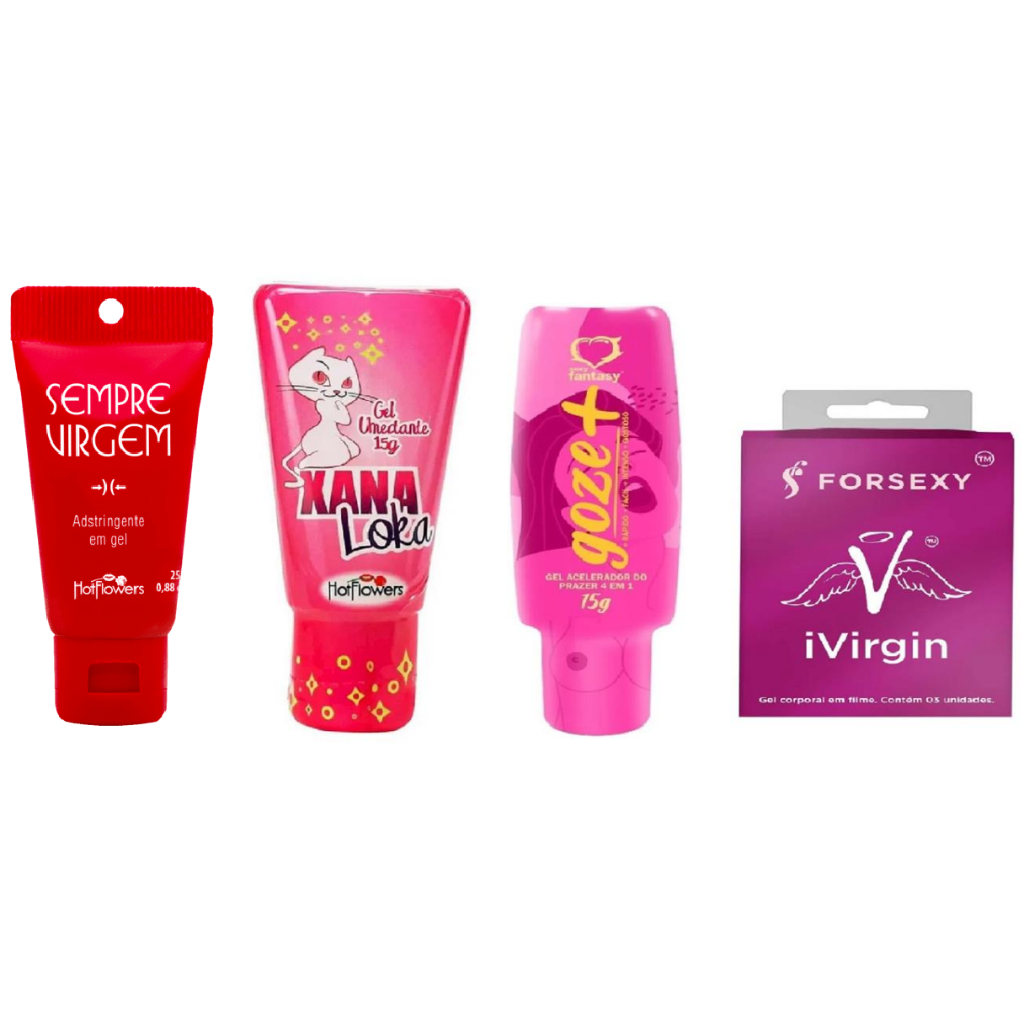 Kit Sex Shop Sexo com Prazer Feminino Sempre Virgem + Xana Loka + Ivirgin +  Goze+ Apertadinha | Shopee Brasil