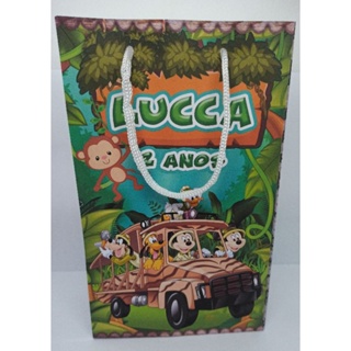 Sacolinha Para Lembrancinha Mickey Safari 10 unidades Tam M