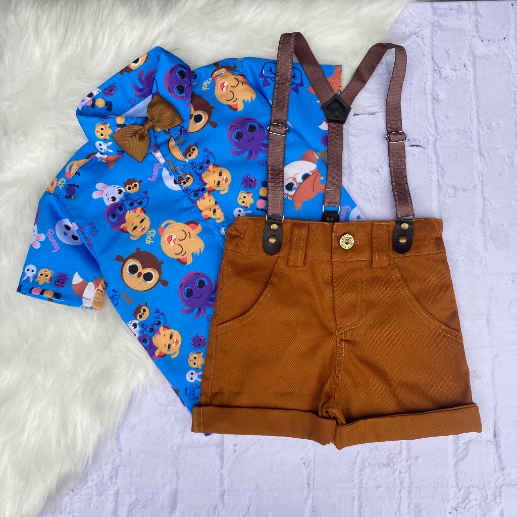 Roupa Bolofofos Menino Conjunto Infantil Bolofofo Branco e Royal ...