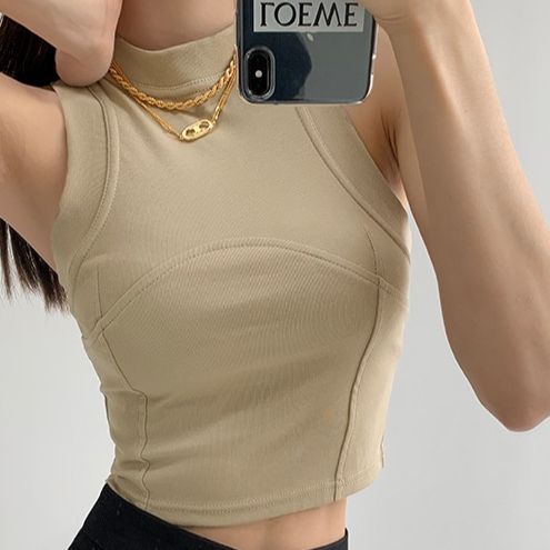 Regata Cropped sem mangas com gola tartaruga 7115