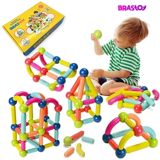 BRASTOY Blocos De Construção 3d Magnéticos Brinquedo ímã Varas Bolas Jogo Montagem Para Crianças