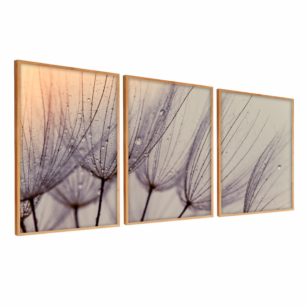 Kit Quadro Decorativo Sala Moderno Moldura 50x70 Flor Dente De Leão