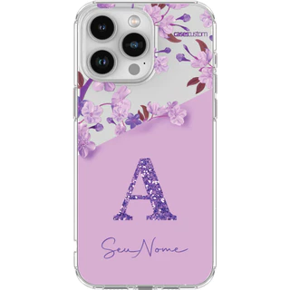 Capa Capinha de Celular Cherry Blossom Purple Personalizada com Nome para Iphone, Galaxy e Moto