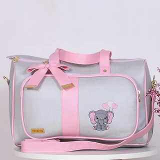 Bag Mão Maternidade Elefantinho Cinza/Rosa - 01 Peça