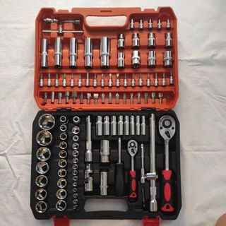 Kit Chaves Jogo Soquete Catraca Reversível 108 Peças + Maleta 11557