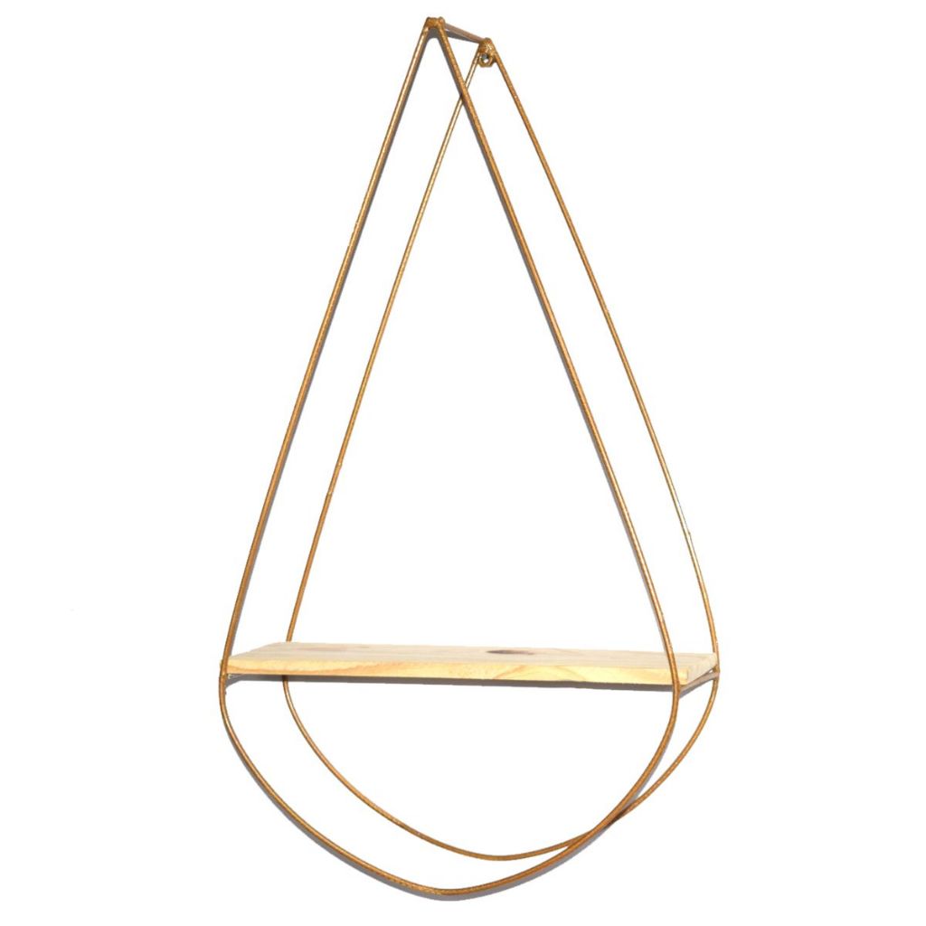Imagem do produto Nicho Prateleira Suspenso Decoração Madeira Pinus Fixo de Parede Quarto Sala Metal (Gota) 57x10x33 3