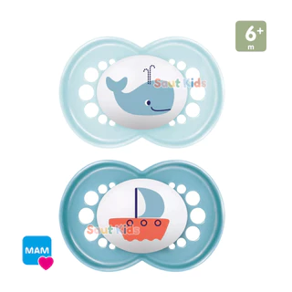 2 Chupeta MAM Meninos 6+meses Caixinha Proteção Original Embalagem Dupla Bico Silicone