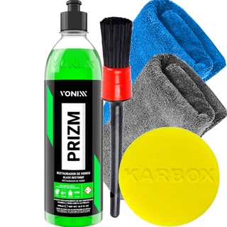 Kit Remoção Chuva Acida Restaurador de Vidros Prizm Vonixx Pincel Automotivo Toalhas Aplicador