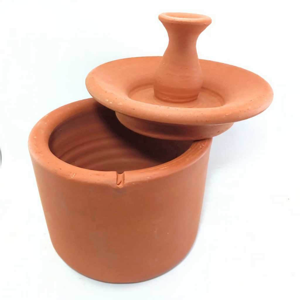 Bebedouro de barro com fonte de água de 24cm de altura para animais doméstico e de estimação