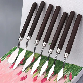 Kit 7 Espátulas Pintura Artística Confeitaria Decoração