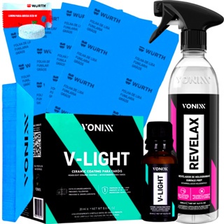 KIT PARA POLIMENTO DE FAROL REVELAX LIXA VITRIFICADOR V-LIGHT 20ML VONIXX