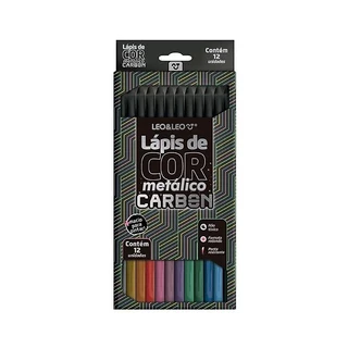 Lápis de cor metálico Carbon - Leo&Leo 12 CORES