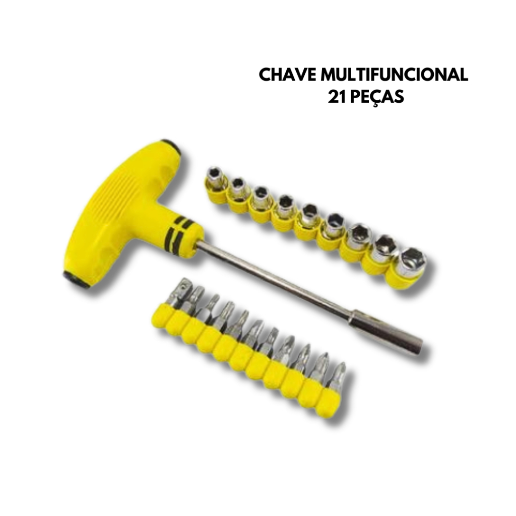 Jogo De Chave T 21 Peças Multifuncional Jogo Com Soquete - Bits