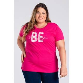 T-shirt Feminina Plus Size G6 a G10 100% Algodão Gola Redonda Camiseta  Básica Casual Tecido Macio Modelagem Soltinha Algodão - L4