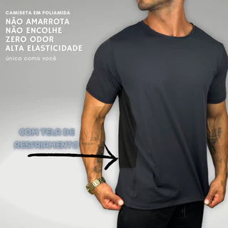 Camiseta Masculina Malha Fria Não Amarrota Poliamida