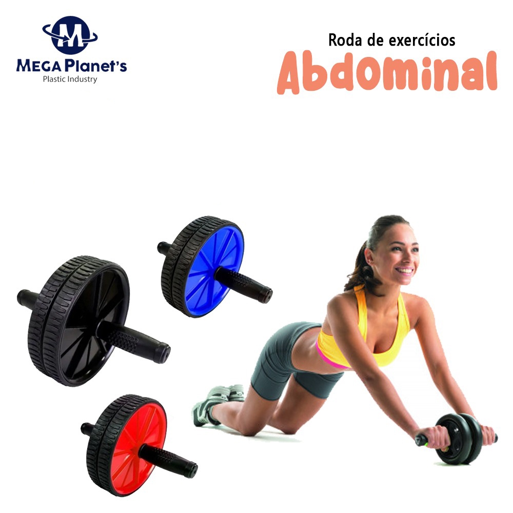 Rodinha Abdominal Dupla Preta Exercícios Aparelho Lombar Zuí Brasil