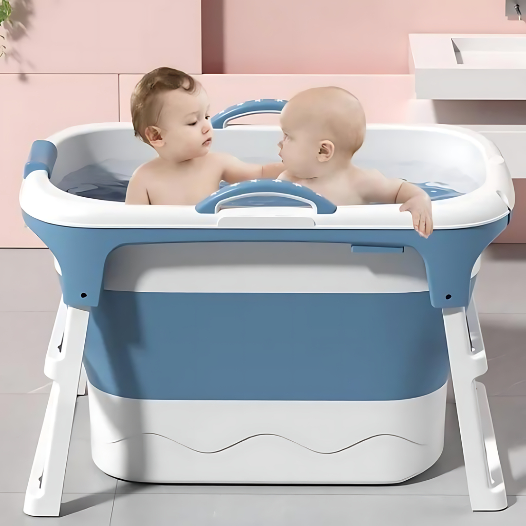 Banheira para bebe dobravel azul