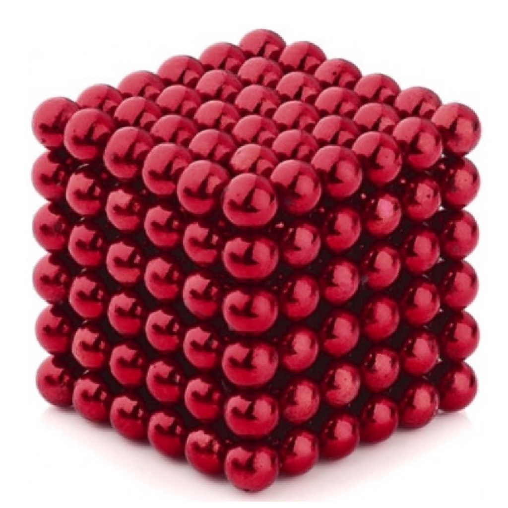Neocubo Cubo Magnético 216 Esferas Imã Neodímio 5mm + Lata vermelho