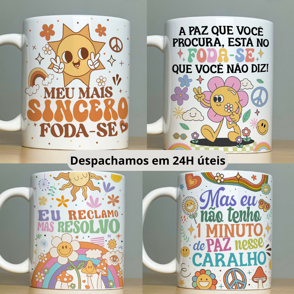 Caneca de Porcelana Personalizada - Xícara com Frases Divertidas e Engraçadas - Indelicadas - Good Vibes 2