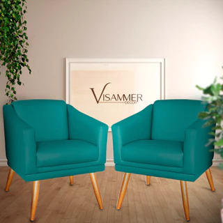 Kit 02 Poltronas San Diego Visammer Suede Para Clinica E Recepção Salão de Beleza Quarto e Sala