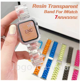 Resina Arco-Íris Faixa Transparente Pulseira Bracelete Compatível Para Relógio De Maçã Ultra 49mm 7 8 9 22mm 38 40 41 42 44 45MM