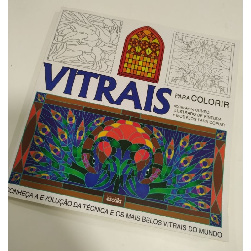 Livro Colorir Adulto Antiestresse - Vitrais