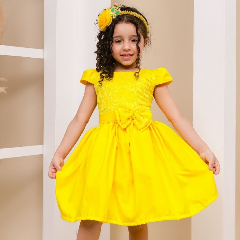 Vestido amarelo best sale infantil de festa