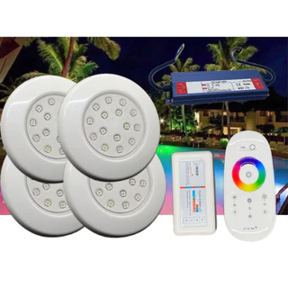 Kit 04 Spot Led 15w Rgb Piscina + Touch+Fonte Blindada IP67 8.3A 100W 12V