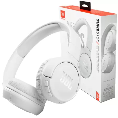 JBL Tune 510BT: Fones de ouvido intra-auriculares sem fio com som Purebass  - Branco