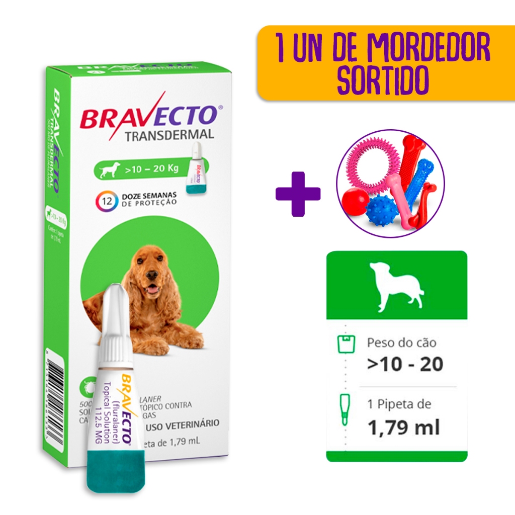 Bravecto Transdermal Cães de 4.5 até 10kg Bravecto para Cães, 4.5