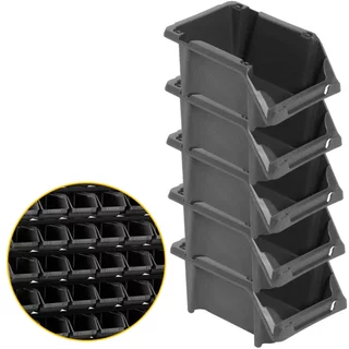 Kit 5 Caixas Bin N° 3 Gaveta Organizadora Plástica Parafusos Preto