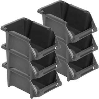 Kit 6 Caixas Bin N° 7 Gaveta Organizadora Plástica Parafusos Preta