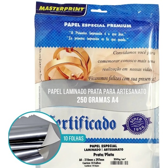 Papel LAMICOTE Masterprint - 250G - KIT 10 folhas - A4 | Shopee Brasil