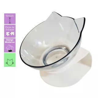Comedouro elevado para gatos de acrilico ergonomico