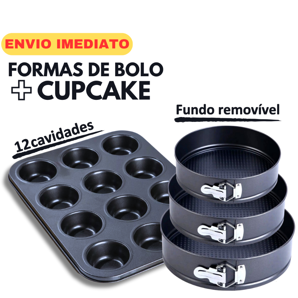 Kit Forma Bolo Redonda Fundo Removível Antiaderente com Assadeira ...