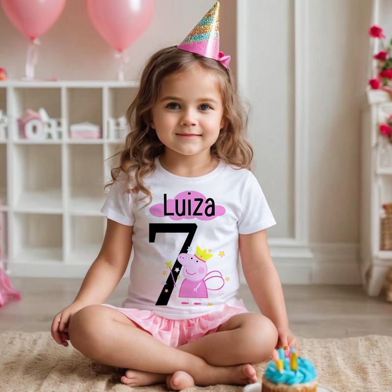 Camiseta Peppa Pig Desenho Fada Meninas Aniversario Festas Presentes Personalizado Sua Idade Nome Infantil e Adulto Com suas informacoes Musica Decoracao Criancas Festas Shopee Brasil